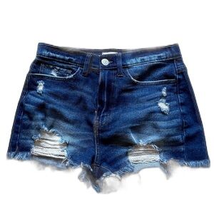 SO Vintage Stretch Curvy Mom Short Distressed Dark Wash Size 5/27W High Rise